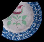 PtLookout-Plate-painted tulip pattern with blue sponged rim.